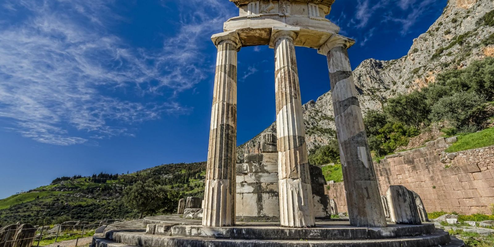 Delphi, Greece - Greece off-season UNESCO places tour 21 days from Athens. Monterrasol Travel small group car tour.